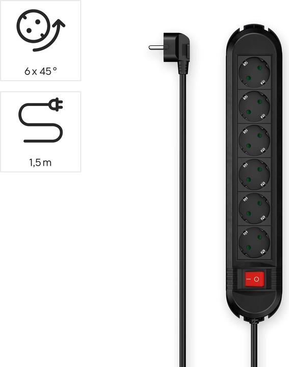 Produktbild Hama 00223037 Intelligente Steckerleiste 6 AC-Ausgänge 1,5 m (6x, CEE 7/3, 1.50 m)