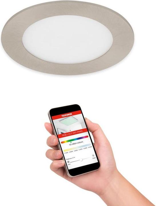 Image du produit Telefunken LED encastrable dimmable IP23 WiFi RGBW 6W 600 lm blanc chaud - blanc lumière du jour ronde nickel (600 lm)