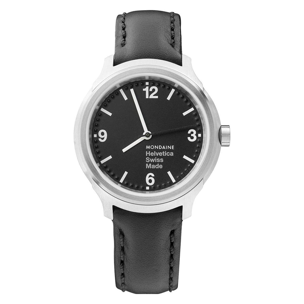 Mondaine, Armbanduhr, Helvetica No1 Bold, Schwarz, (Analoguhr, Swiss Made, 34 mm)