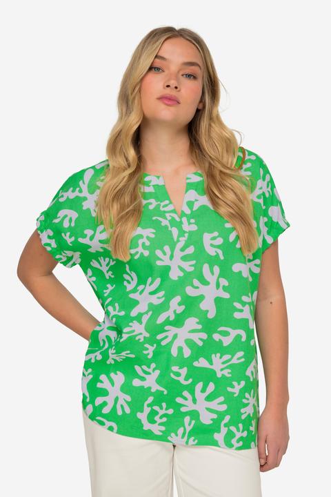 Produktbild Laurasøn Leinenmix-Bluse, Korallen-Print, Tunika-Ausschnitt, Halbarm (XXL)