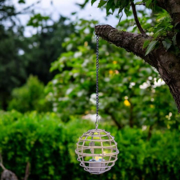 Actual product image GuGus LED solar pendant light with tea light, Ø 10 cm, brown (60 lm)