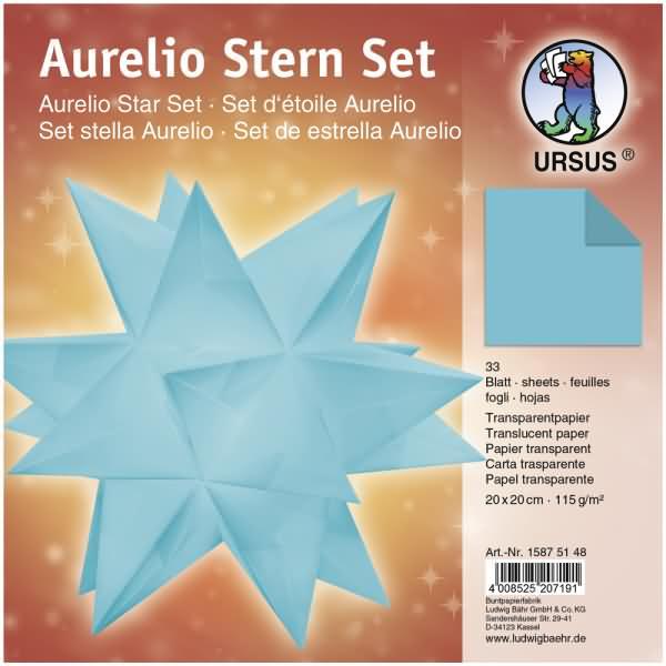 Ursus, Bastelpapier, Faltblätter Aurelio Stern Transparentpapier 115g/qm 20x20cm 33 Blatt petrol (115 g/m², 1 x)