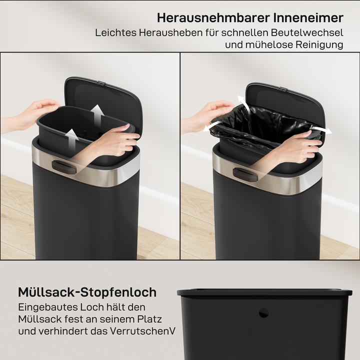 Produktbild Homcom Mülleimer Edelstahl, Kunststoff Schwarz (5 l)