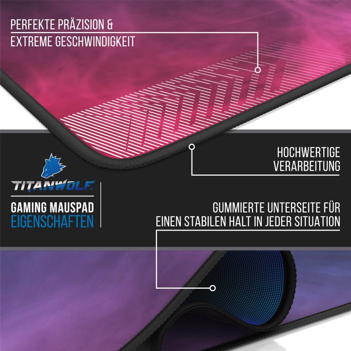 Produktbild Titanwolf Gaming Mauspad, XXXL Speed Gaming Mausmatte, Mousepad Extragrosse Fläche von 1500 x 800mm, Smoke (XXL)