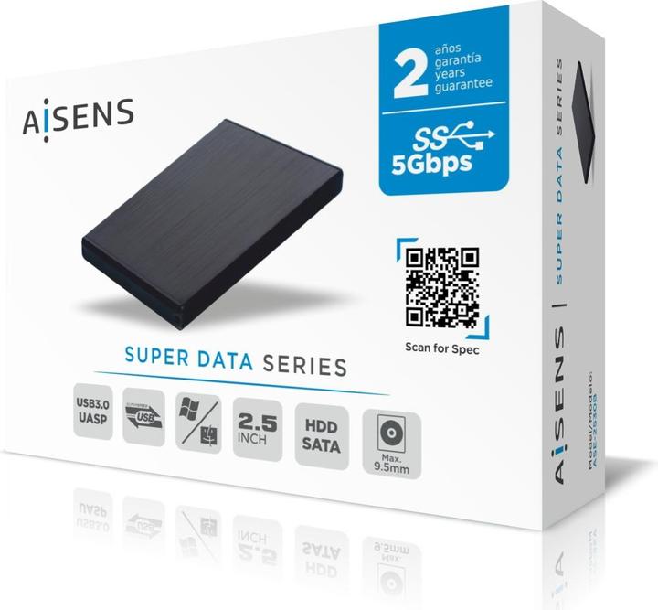 Produktbild Aisens ASE-2530B Speicherlaufwerksgehäuse HDD-Gehäuse Schwarz 2.5" (2.5")