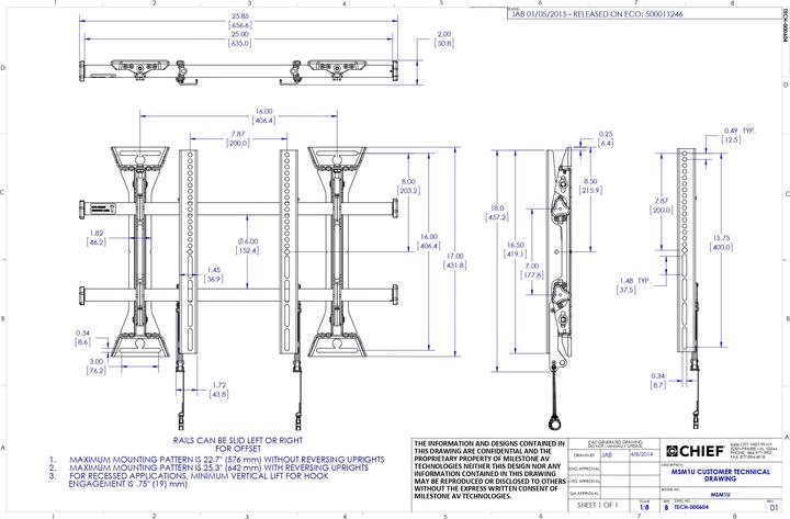 Image du produit Chief MSM1U (Mur, 65", 80 kg)