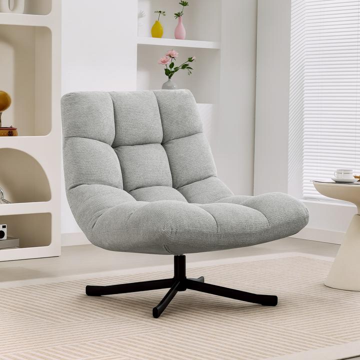 Actual product image Homcom Loungesessel Chenille, Stahl Hellgrau
