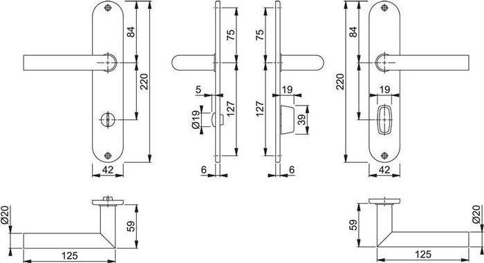 Actual product image Hoppe Long plate set Amsterdam E1400Z/302