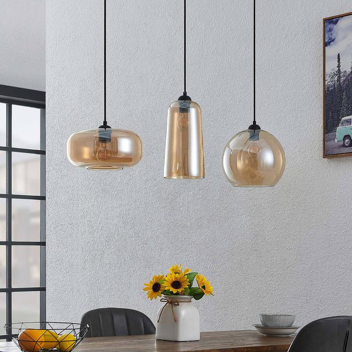 Produktbild Lucande Wilja 3 Pendelleuchte Amber (E27)