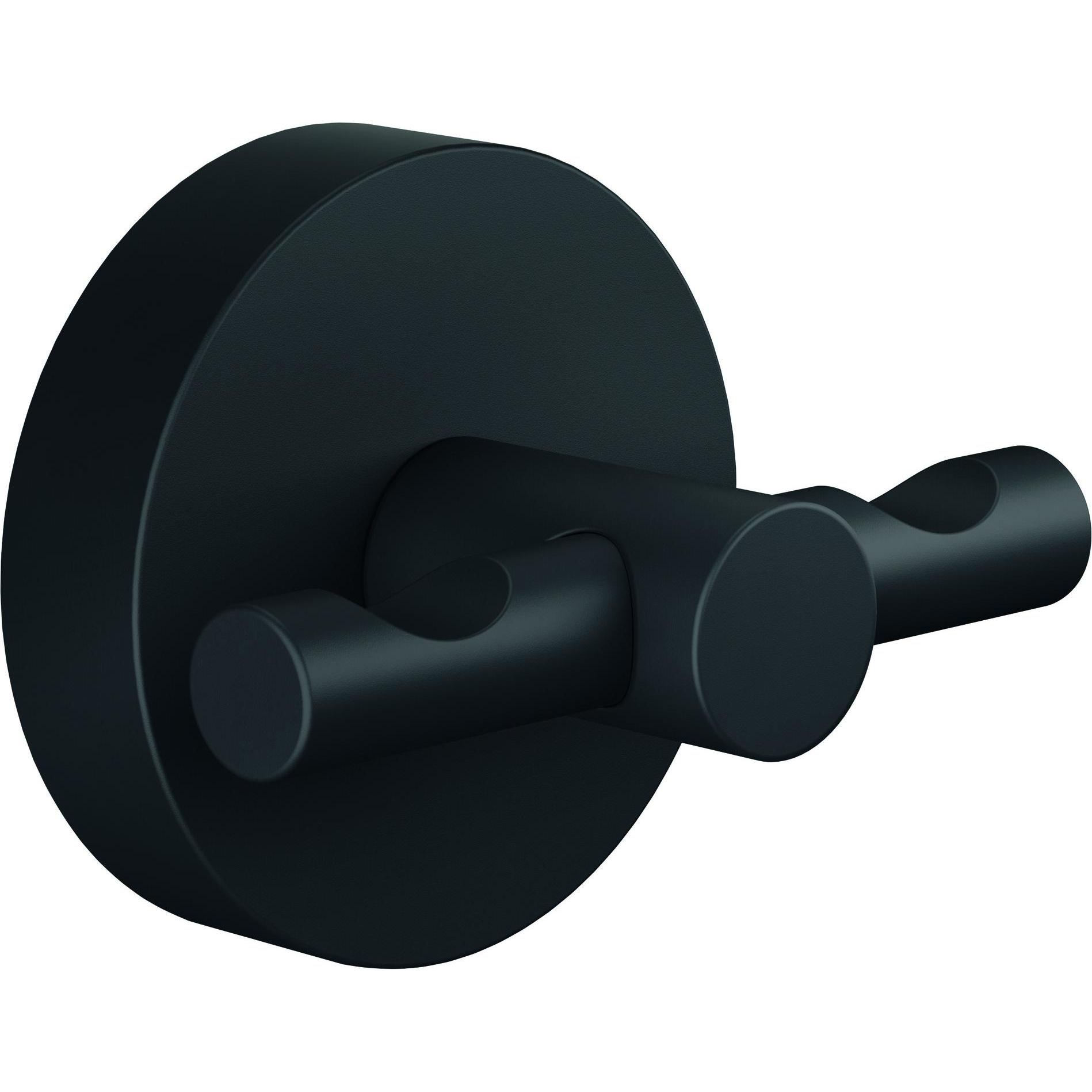 tesa, Handtuchhalter + Handtuchhaken, MOON BLACK Mantelhaken inkl. Klebelösung ohne Bohren