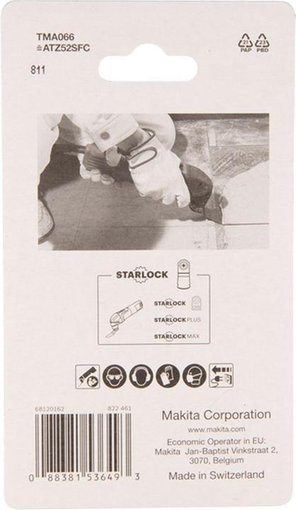 Produktbild Makita B-64995 MULTITOOL Schabaufsatz 52mm FLEXIBEL TMA066 HCS, STARLOCK, Für Ziegel, Fliesen, Spachtelmas