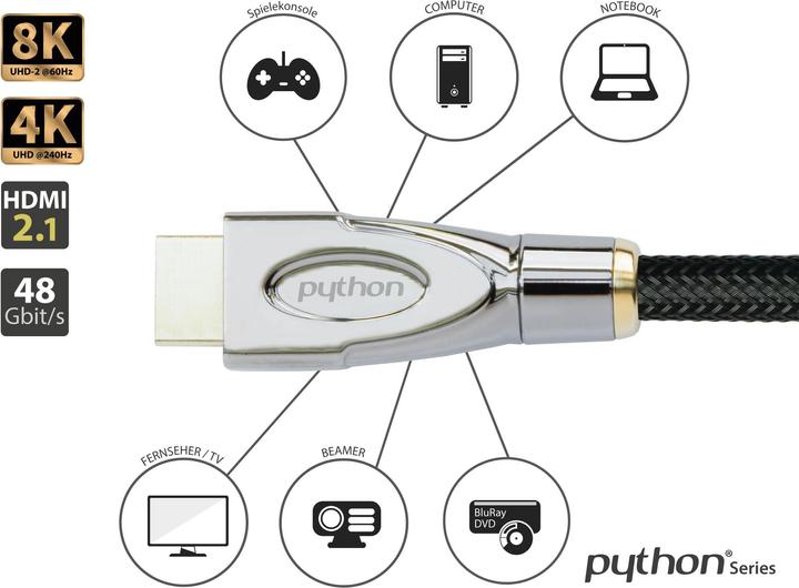 Immagine prodotto Python HDMI (Typ A) — HDMI (Typ A) (1 m, HDMI, 2.1)