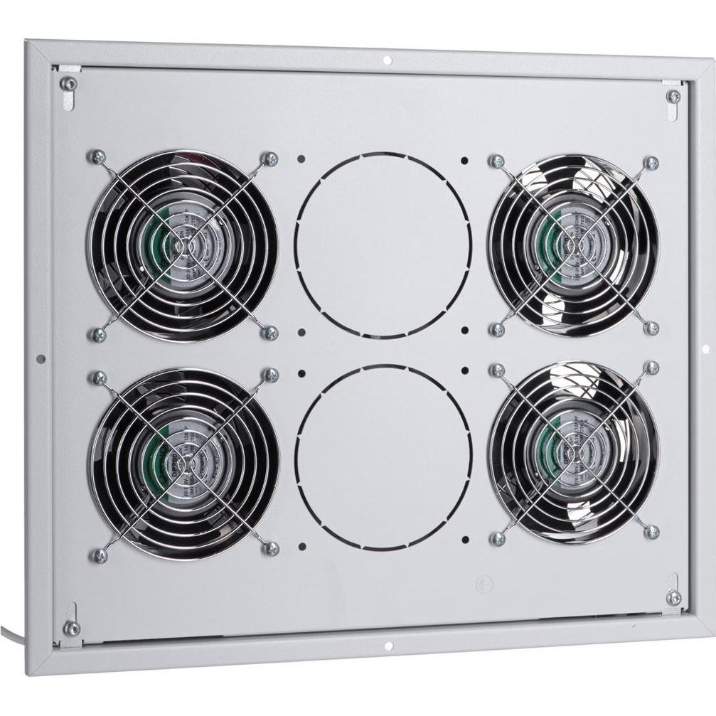 Triton Fan Unit Rack-Lüfterfach (230 V) mit Thermostat (4 Lüfter), Serverschrank Zubehör, Grau