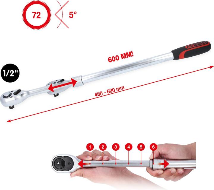 Produktbild KS Tools Teleskop-Umschaltknarre (1/2")