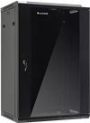 Netrack 019-180-66-022 wall/hanging cabinet 19,18U/600 mm,glass door,black,remov. side pan. (18 HE, 19 Zoll Rack)