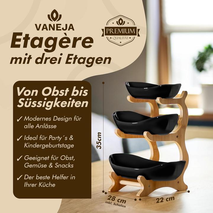 Immagine prodotto Vaneja Obst Etagere 3-stöckig mit Bambusständer