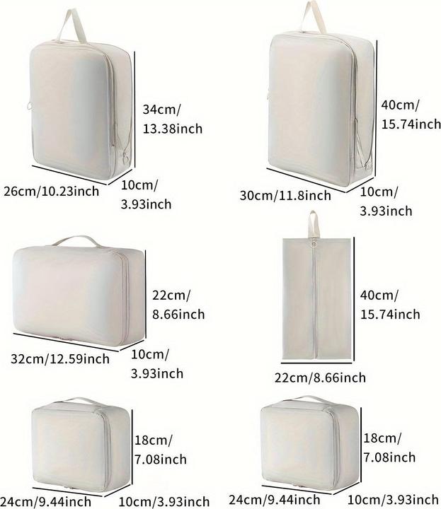 Image du produit Only-Bags.Store Jeu de 6 cubes d'emballage en polyester élégant, sacs d'organisation de voyage compressibles pour