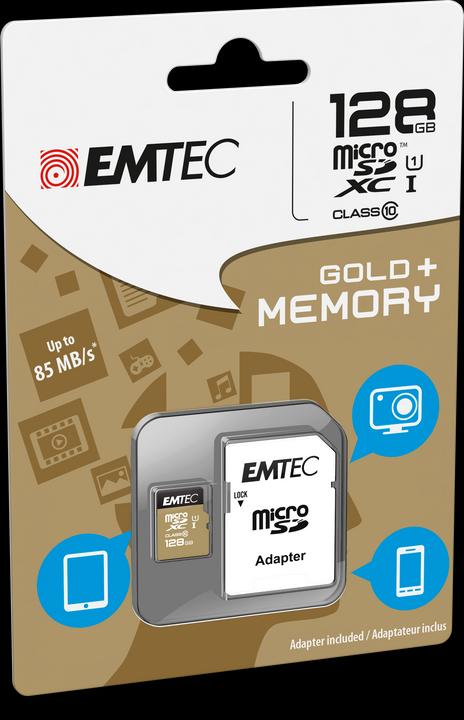 Actual product image Emtec Gold+ (128 GB, microSD, U1, UHS-I)