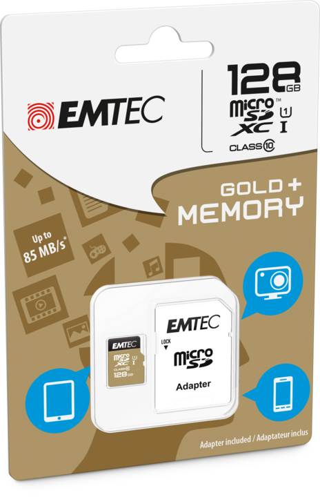 Productafbeelding Emtec Goud+ (128 GB, microSD, U1, UHS-I)