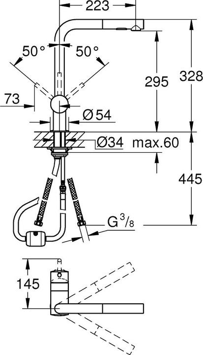 Image du produit Grohe Küchenarmatur mit Handbrause Minta supersteel matt 30274