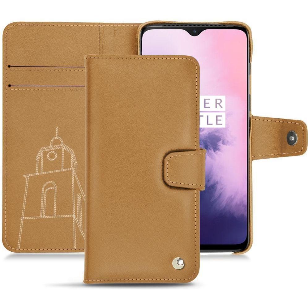 Noreve Lederschutzhülle Wallet (OnePlus 7), Smartphone Hülle, Braun