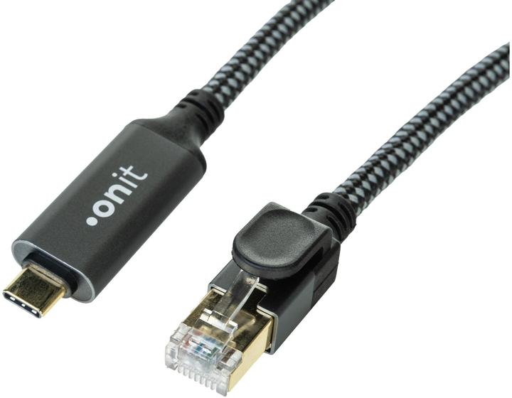 Actual product image Onit Adapter cable USB-C - RJ45 grey/black, 5 m (USB 3.0, RJ45 (1x))