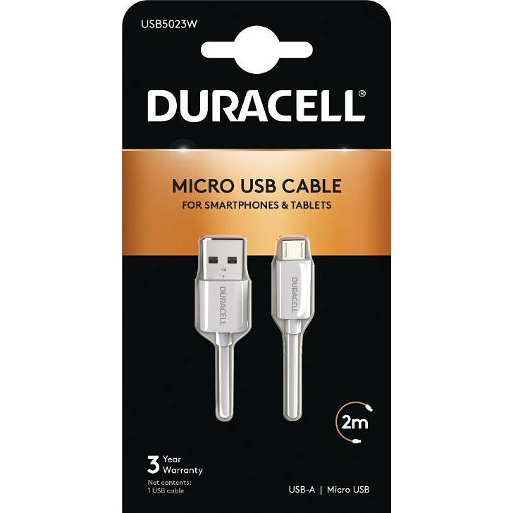 Thumbnail - Duracell Sync/Charge Cable 2 Metre White (2 m, USB 2.0), USB Kabel