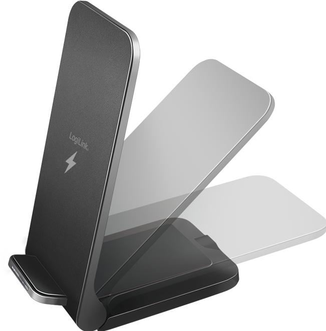 Image du produit LogiLink ZUB Smartphone Stand & WL Charger black (15 W)