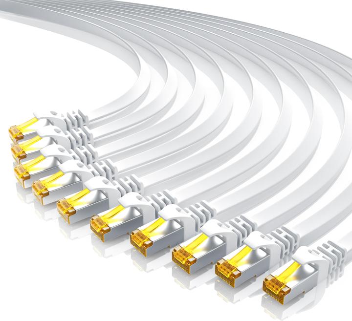 Actual product image Primewire CAT.7 network cable flat - Ethernet Gigabit Lan cable RJ45 - patch cable - comp. CAT.5 CAT.6 CAT.8 (U/FTP, CAT7, 1 m)