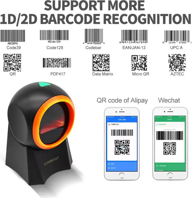 Actual product image PhoneLook Plug & Play EAN + QR codes & Datamatrix barcode scanner (1D/2D) with USB-A cable