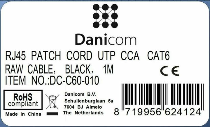 Produktbild Dsit CAT 6 Netzwerkkabel U/UTP (U/UTP, CAT6, 1 m)