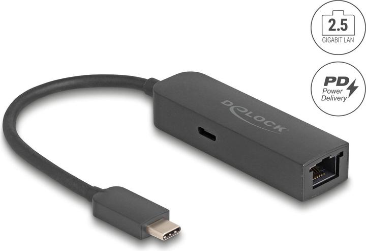 Actual product image Delock USB Type-C Adapter zu 2,5 Gigabit LAN mit Power Deliv (USB-C, RJ45 (1x))