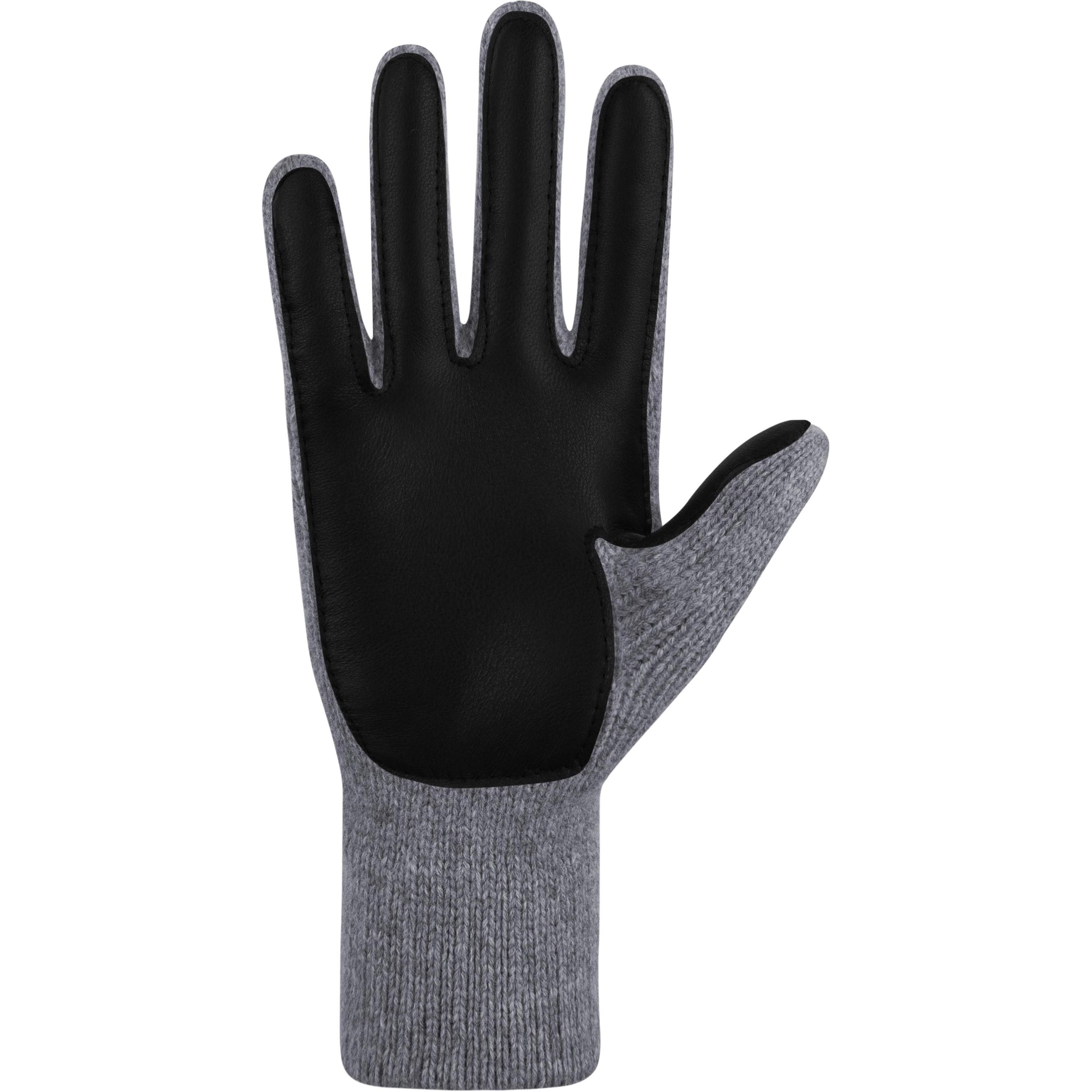 Thumbnail - Normani, Damen, Handschuhe, Damen Merino Strick-Fingerhandschuhe mit Schafleder „Nakara" - 9643, Grau, (6.5)