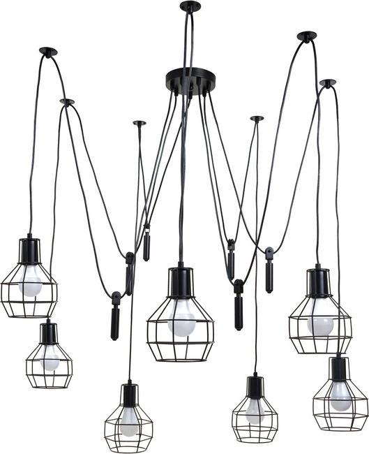Produktbild Swisshandel24 Pendelleuchte Hängelampe Hängeleuchte, Industrial Metall höhenverstellbar schwarz - 7x Gitterlampens (E27)