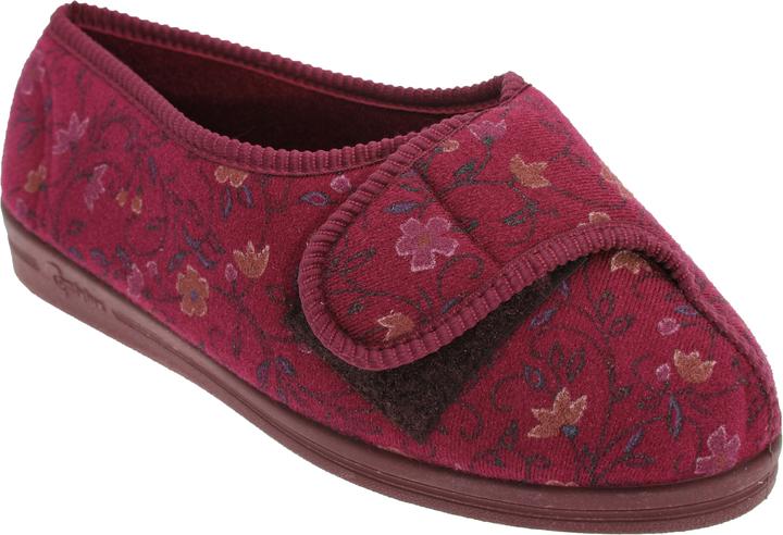 Actual product image Comfylux Davina Slippers With Velcro And Floral Pattern Extra Wide Fit (40)