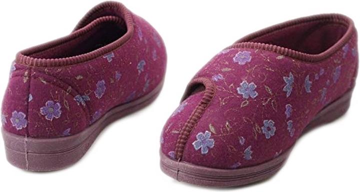 Actual product image Comfylux Davina Slippers With Velcro And Floral Pattern Extra Wide Fit (40)