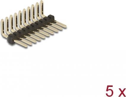 Actual product image Delock Male header 10 pin, grid spacing 1.27 mm, 1-row, angled, 5 pieces