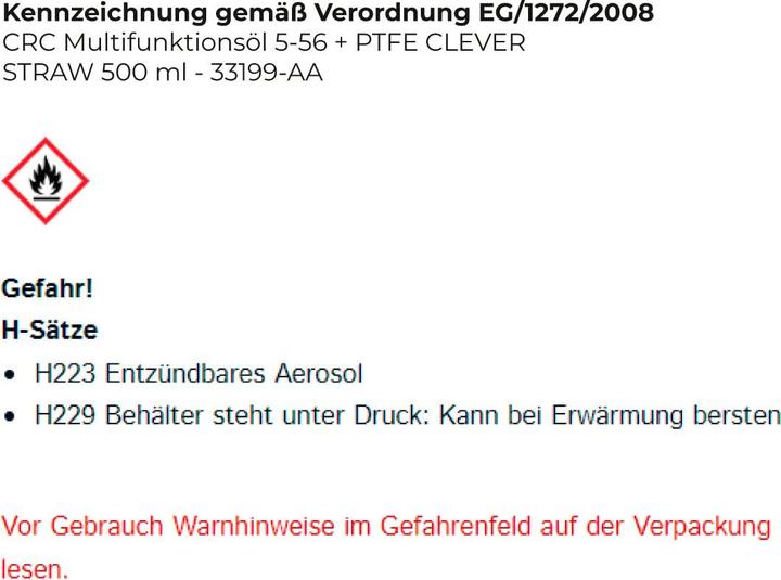 Produktbild CRC Multifunktionsöl 5-56 + PTFE (500 ml)