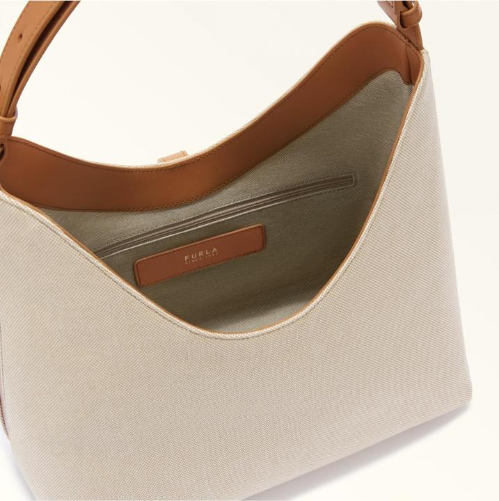 Image du produit Furla goccia m hobo bag in canvas natural/branby color