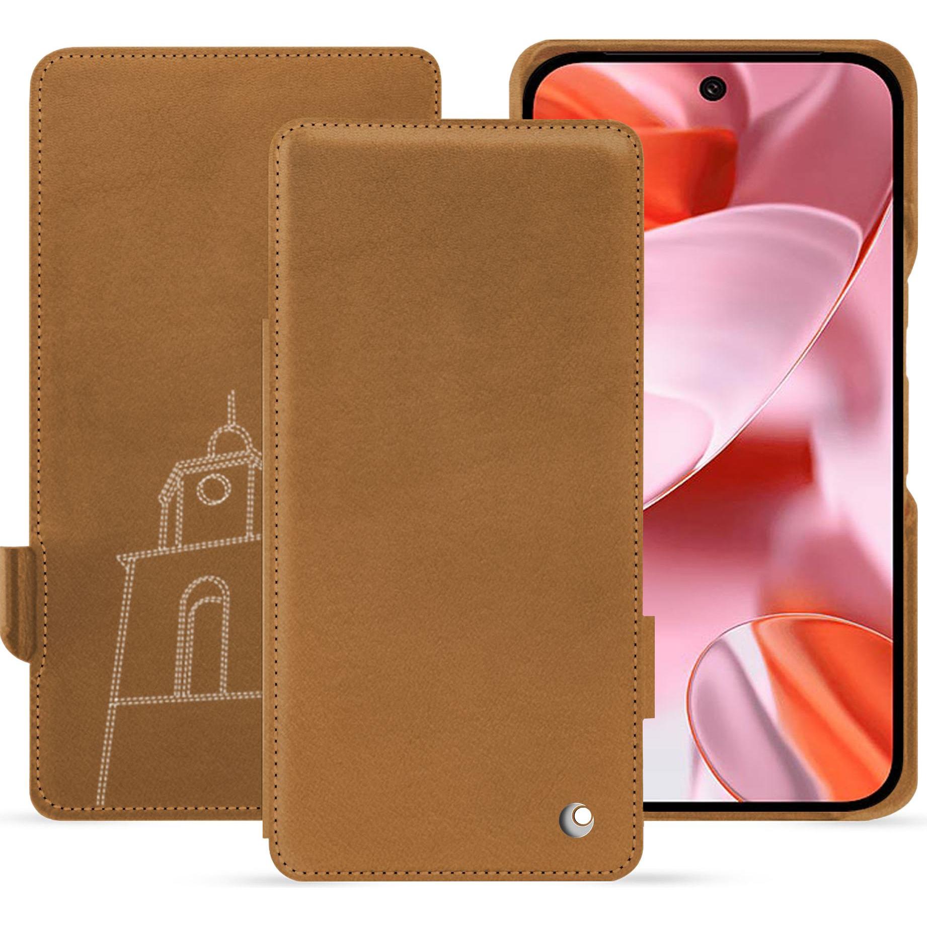 Noreve Lederschutzhülle horizontal (Google Pixel 9), Smartphone Hülle, Braun