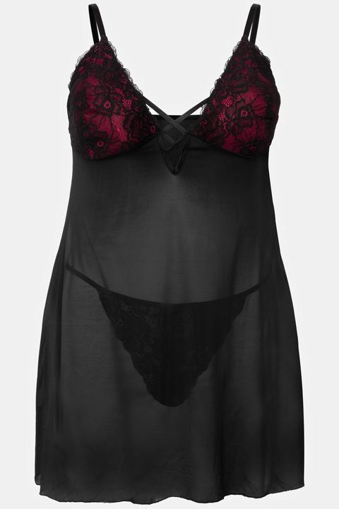 Produktbild Ulla Popken 2er-Pack, Négligé, V-Ausschnitt, String (46, 48)