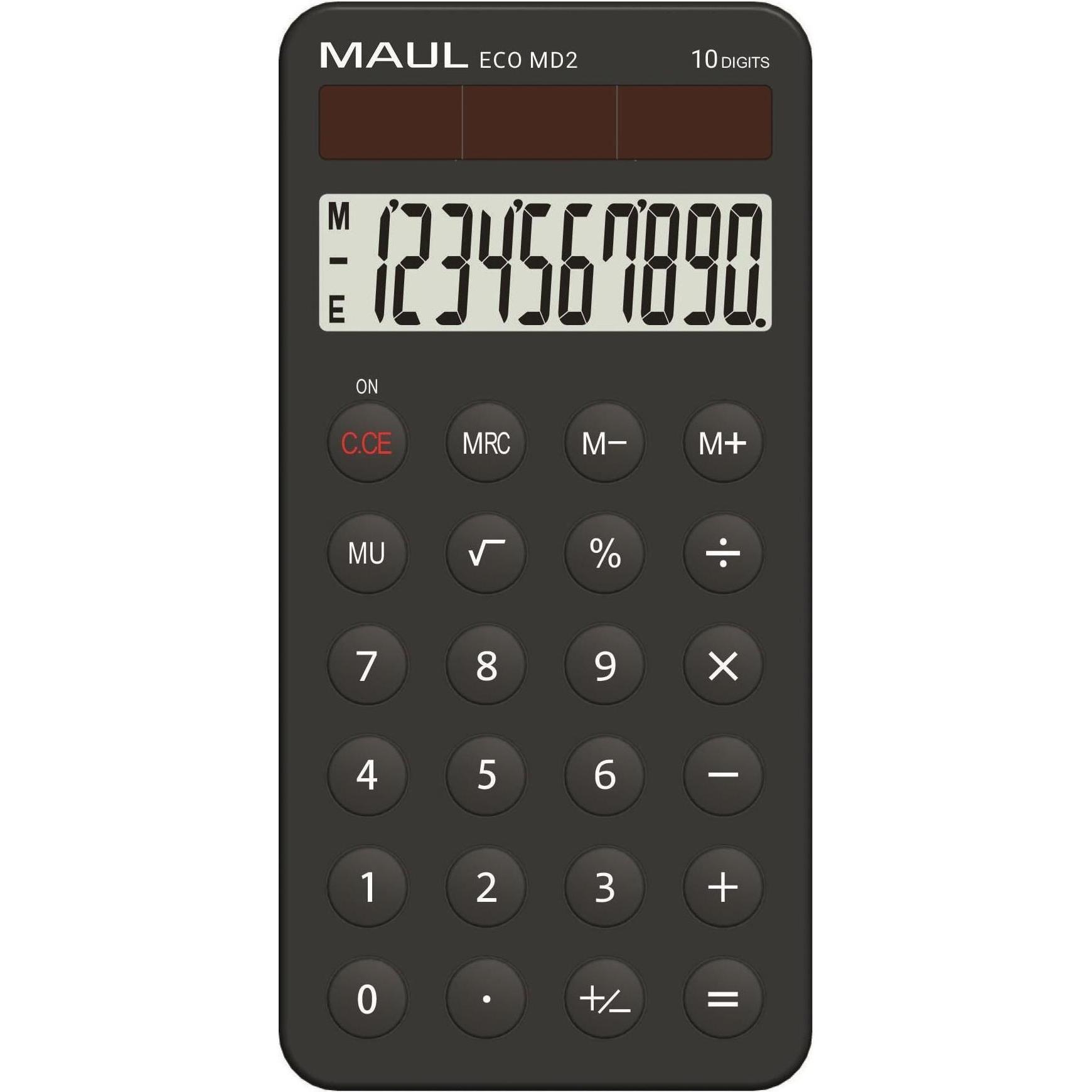 Maul, Taschenrechner, Taschenrechner Solar ECO MD 2 schwarz (Solarzellen)