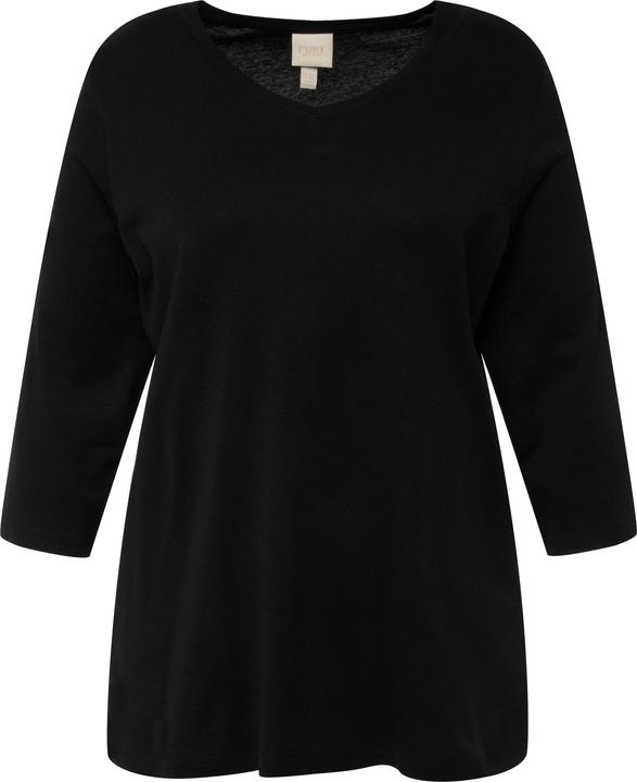 Image du produit Ulla Popken T-shirt, jersey bord-côte. Col en V et manches 3/4. Coton bio (50, 52)