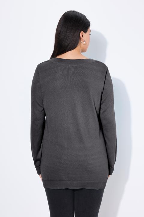 Produktbild Ulla Popken Pullover, V-Ausschnitt, Langarm, weicher Feinstrick (56)
