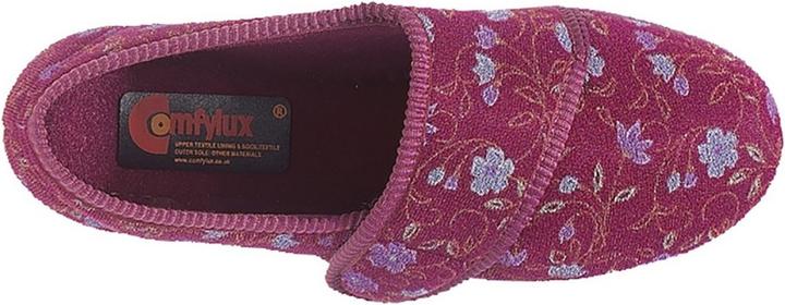 Produktbild Comfylux Sally Hausschuhe Pantoffeln mit Blumenmuster und Klettverschluss besonders weite Passform (42)