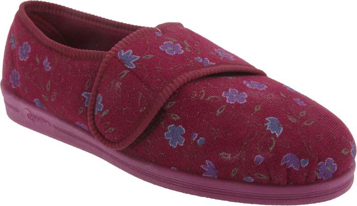Produktbild Comfylux Sally Hausschuhe Pantoffeln mit Blumenmuster und Klettverschluss besonders weite Passform (42)