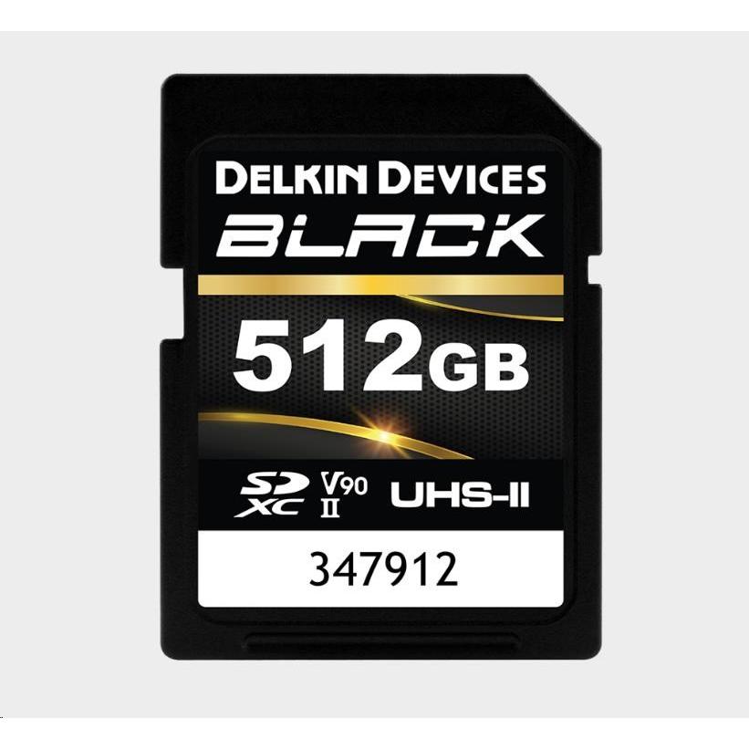 Delkin NERO UHS-II SDXC 512GB R:300MB/s W:250MB/s (512 GB, SDXC, UHS-II), Scheda di memoria, Nero