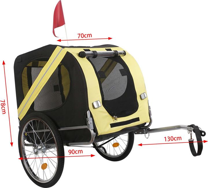Produktbild Wiltec Hunde Fahrradanhänger Hundeanhänger Fahrrad Hundetransporter gelb-schwarz