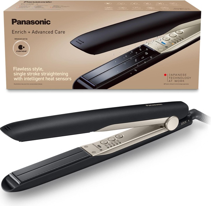 Image du produit Panasonic Lisseur EH-HS0E-K825 Nanoe Nombre de niveaux de température 5, fonction ionique, temp. (Fer plat)