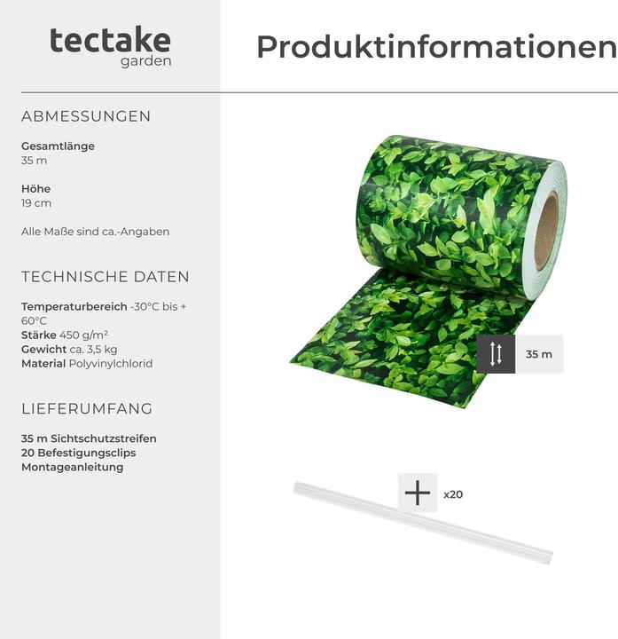 Produktbild tectake PVC Sichtschutzfolie